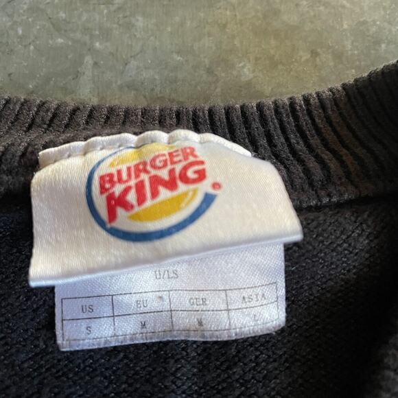 Burger King Sweater Mens Small Black Pullover Manager Employee Logo Y2K Vintage - Picture 5 of 13
